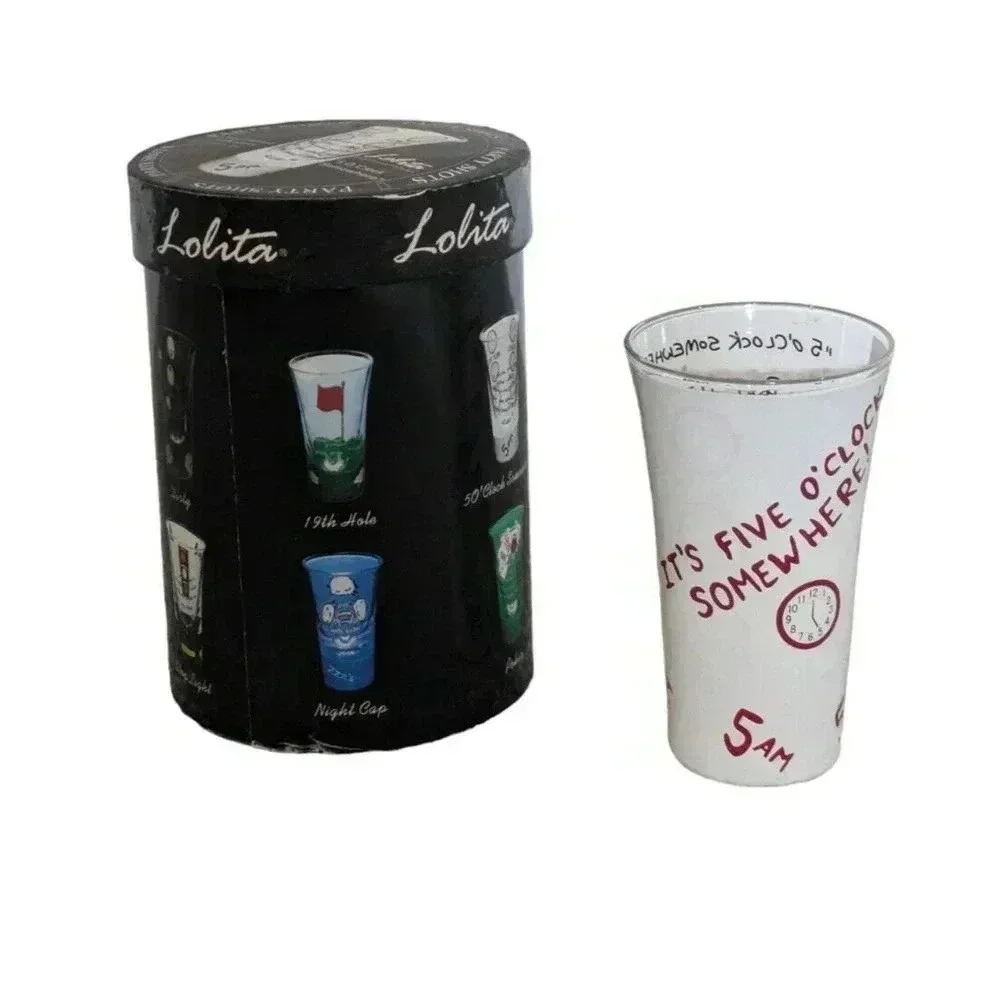 Lolita Party Shots 5 O'Clock Somewhere 2 oz Hand Painted Shot Glass With Box
